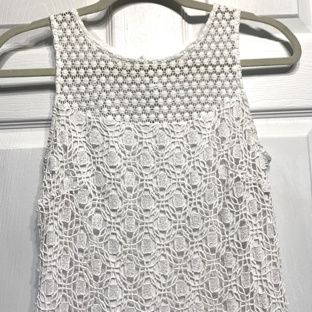 White House Black Market Crochet Lace Dress 2 White Sleeveless‎ Shift Mini Chic - Picture 6 of 9